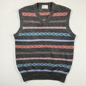 Arrow Brigade Sweater Vest Mens L Vintage 80s Grandpa Knit‎ Old Money Preppy